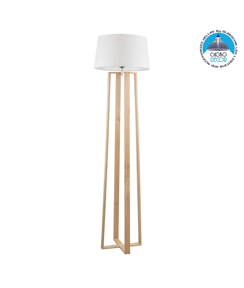 GLOBOSTAR® TOWER 01264 Μοντέρνο Επιδαπέδιο Φωτιστικό με Ντουί 1 x E27 AC 220-240V IP20 - Μπεζ & Λευκό - Μ40 x Π40 x Υ166cm